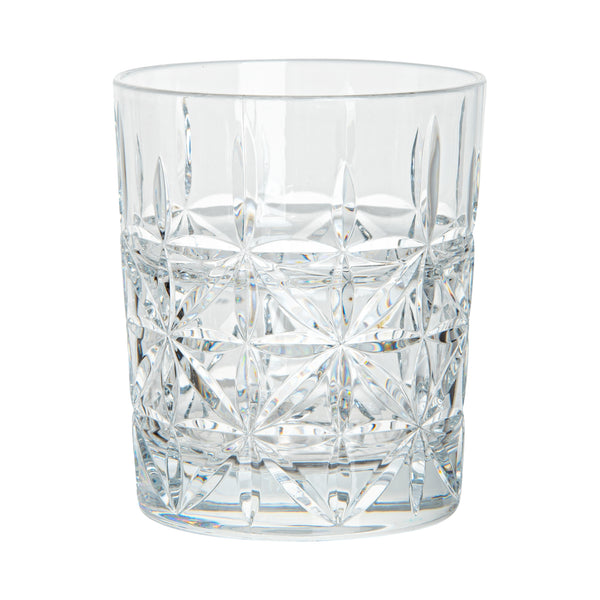 Restaurantware Bev Tek 10 Oz Polycarbonate Old Fashioned Glass - Cut Crystal Design - 3 1/4" X 3 1/4" X 3 3/4" - 48 Count Box