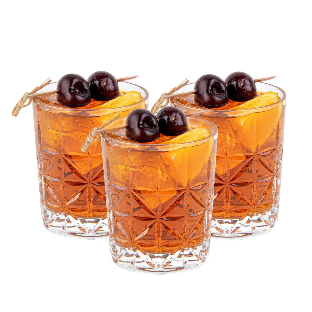 restaurantware Bev Tek 10 oz Polycarbonate Old Fashioned Glass - Cut Crystal Design - 3 1/4" x 3 1/4" x 3 3/4" - 48 count box