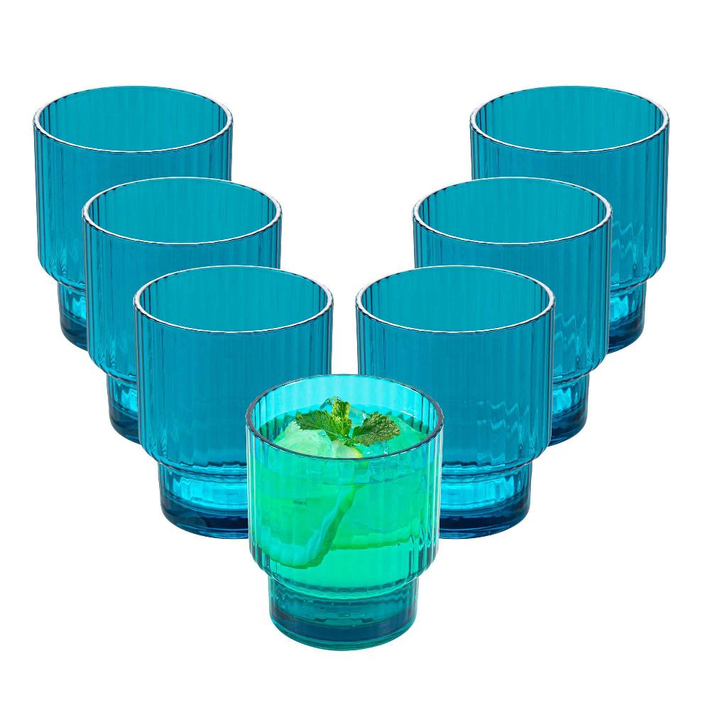 restaurantware Bev Tek 11 oz Blue SAN Plastic Tumbler - Stackable - 48 count box