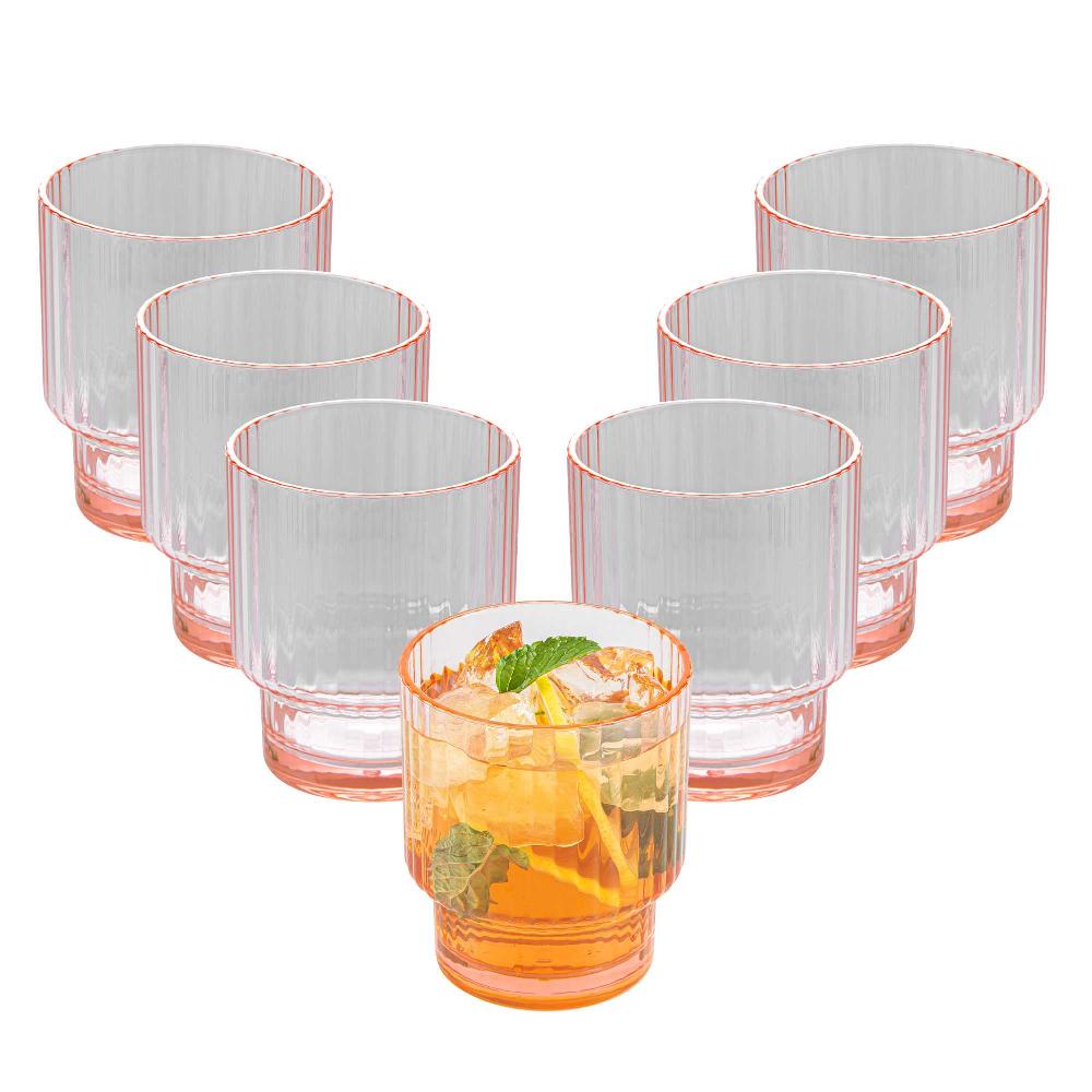 restaurantware Bev Tek 11 oz Pink SAN Plastic Tumbler - Stackable - 48 count box