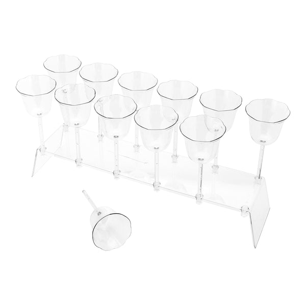 Restaurantware Bev Tek 12 1 Oz Tulip Shots With 1 Stand - 11 1/4" X 3 3/4" X 5 1/4" - 10 Count Box