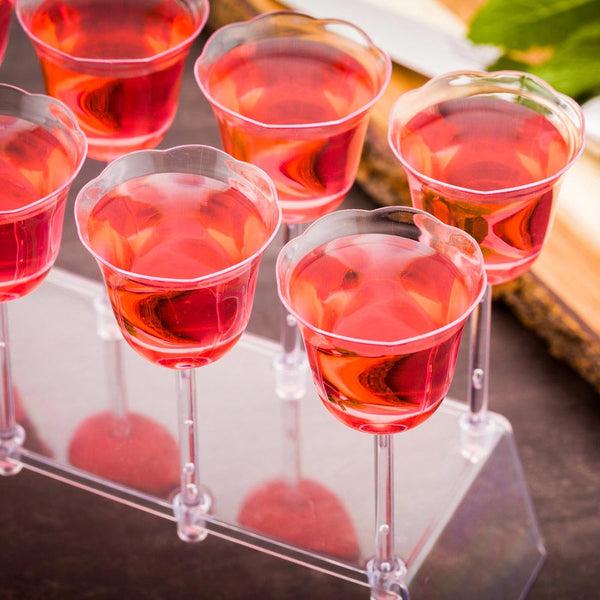 Restaurantware Bev Tek 12 1 Oz Tulip Shots With 1 Stand - 11 1/4" X 3 3/4" X 5 1/4" - 10 Count Box