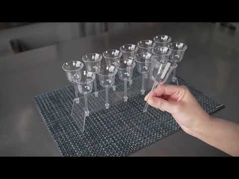 Restaurantware Bev Tek 12 1 Oz Tulip Shots With 1 Stand - 11 1/4" X 3 3/4" X 5 1/4" - 10 Count Box