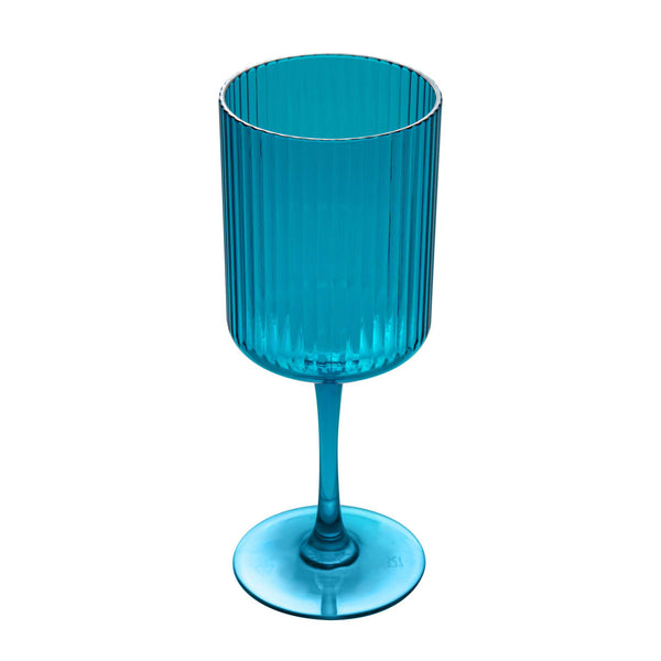 Restaurantware Bev Tek 12 Oz Blue SAN Plastic Wine Glass - 48 Count Box