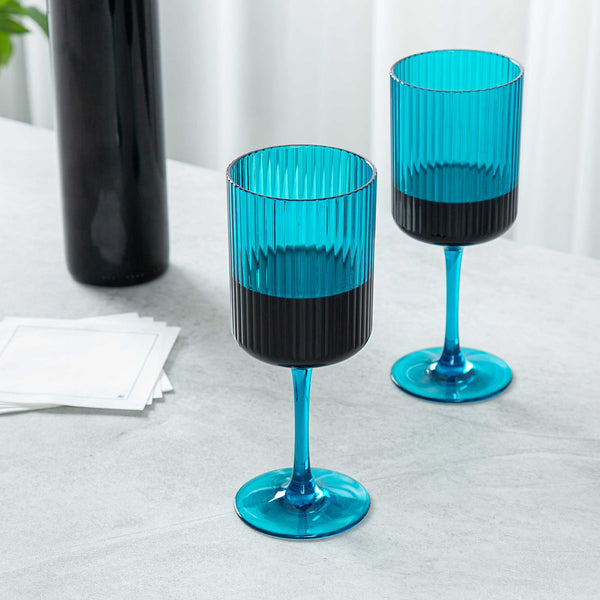 Restaurantware Bev Tek 12 Oz Blue SAN Plastic Wine Glass - 48 Count Box