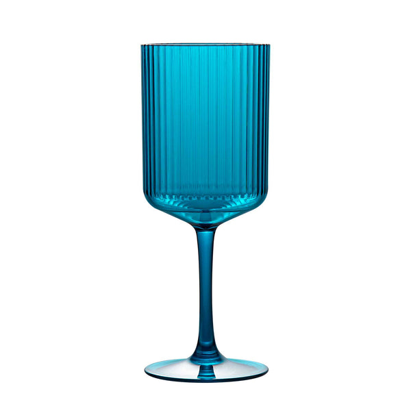 Restaurantware Bev Tek 12 Oz Blue SAN Plastic Wine Glass - 48 Count Box