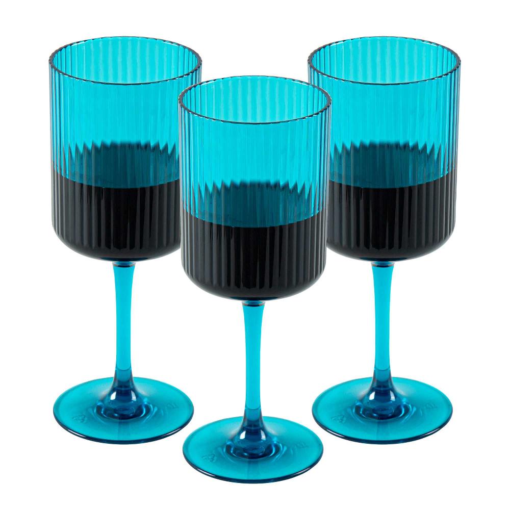 restaurantware Bev Tek 12 oz Blue SAN Plastic Wine Glass - 48 count box