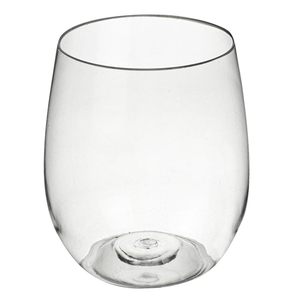 Restaurantware Bev Tek 12 Oz Clear Plastic Stemless Wine Glass - 3 1/4" X 3 1/4" X 3 1/2" - 10 Count Box