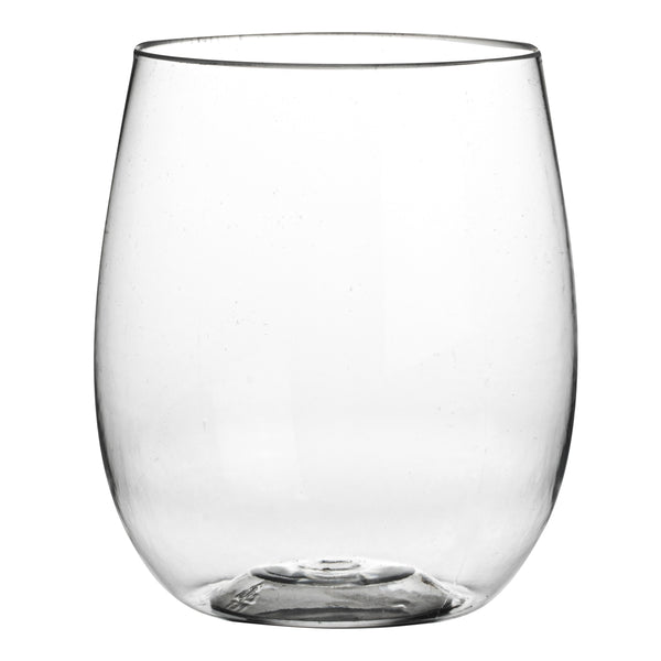 Restaurantware Bev Tek 12 Oz Clear Plastic Stemless Wine Glass - 3 1/4" X 3 1/4" X 3 1/2" - 10 Count Box