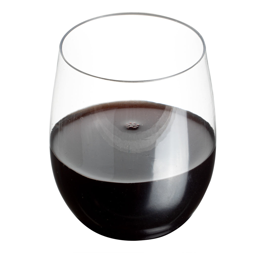 restaurantware Bev Tek 12 oz Clear Plastic Stemless Wine Glass - 3 1/4" x 3 1/4" x 3 1/2" - 10 count box