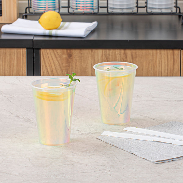 Restaurantware Bev Tek 12 Oz Iridescent Plastic Hot / Cold Drinking Cup - 500 Count Box