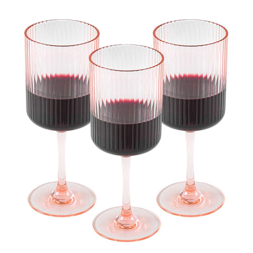 restaurantware Bev Tek 12 oz Pink SAN Plastic Wine Glass - 48 count box
