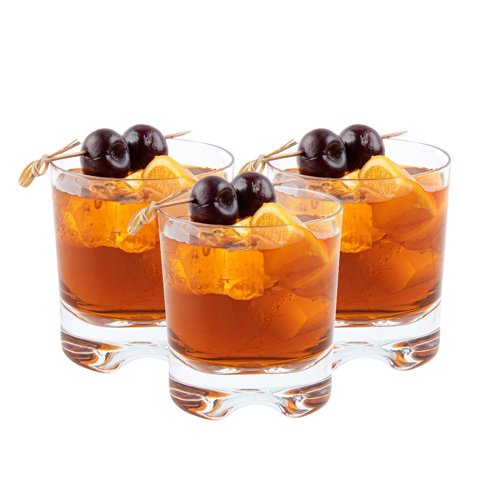 restaurantware Bev Tek 12 oz Polycarbonate Double Old Fashioned Glass - 3 1/2" x 3 1/2" x 3 3/4" - 48 count box