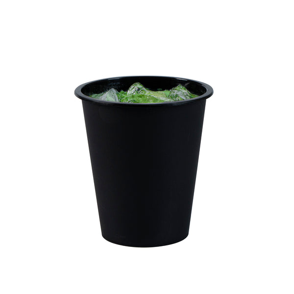 Restaurantware Bev Tek 12 Oz Round Matte Black Plastic Hot / Cold Drinking Cup - 3 1/2" X 3 1/2" X 4" - 100 Count Box