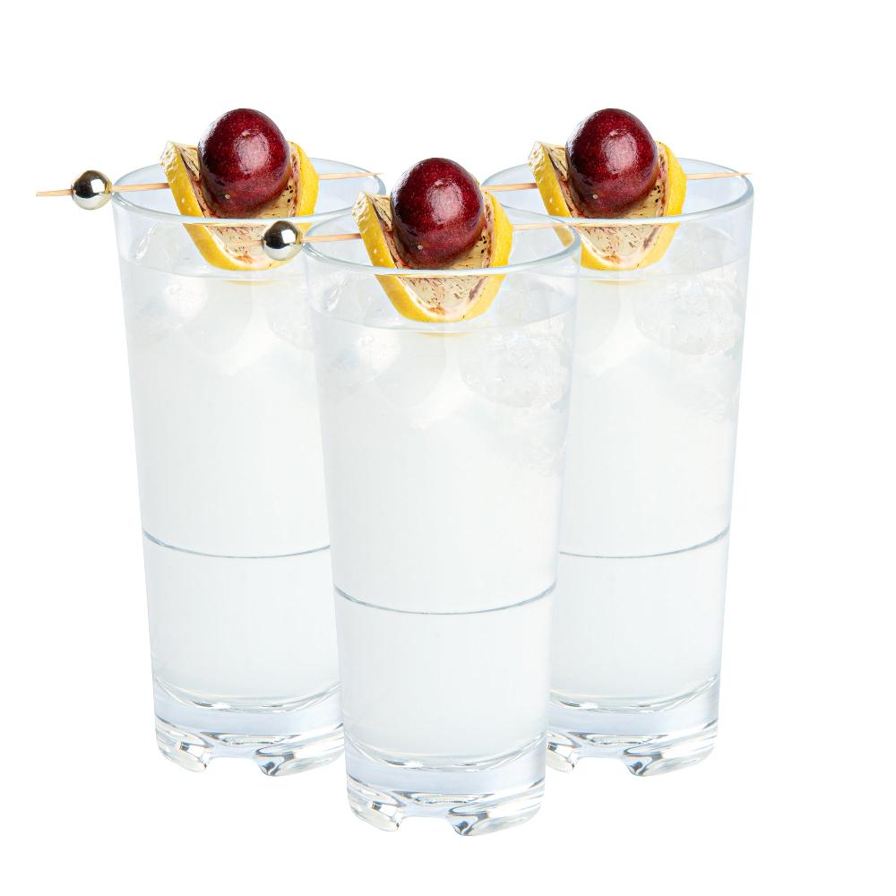 restaurantware Bev Tek 14 oz Polycarbonate Highball Glass - Stackable - 3" x 3" x 6 1/2" - 48 count box