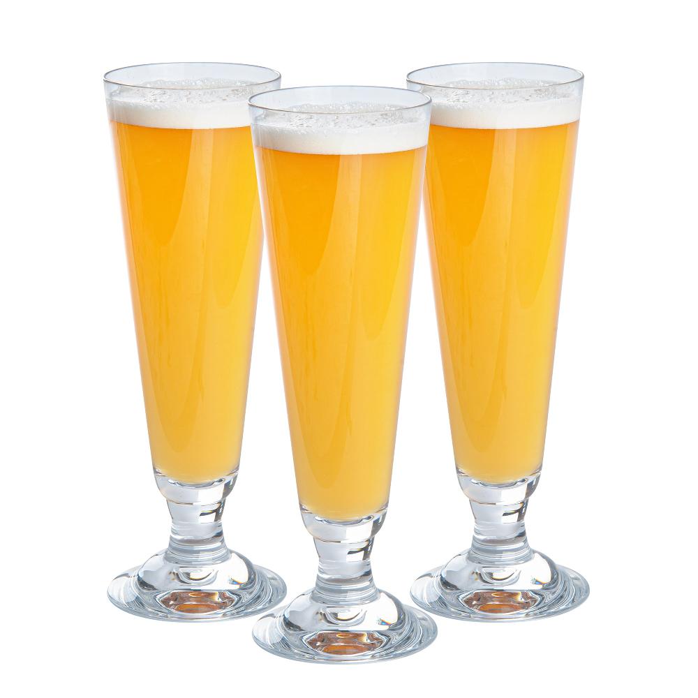 restaurantware Bev Tek 14 oz Polycarbonate Pilsner Beer Glass - 3 1/4" x 3 1/4" x 9 1/4" - 24 count box
