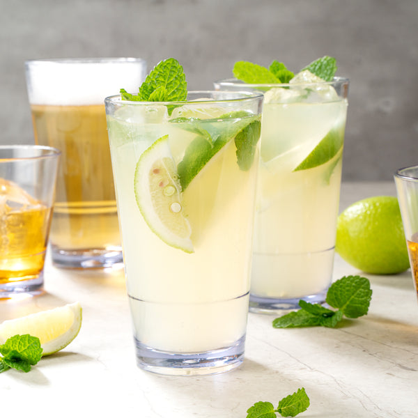 Restaurantware Bev Tek 14 Oz SAN Plastic Highball Glass - Stackable - 3 1/4" X 3 1/4" X 5 1/2" - 12 Count Box