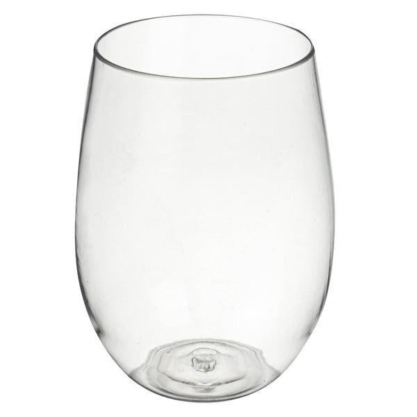 Restaurantware Bev Tek 16 Oz Clear Plastic Stemless Wine Glass - 3 1/4" X 3 1/4" X 4 1/2" - 10 Count Box