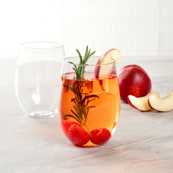 Restaurantware Bev Tek 16 Oz Clear Plastic Stemless Wine Glass - 3 1/4" X 3 1/4" X 4 1/2" - 10 Count Box
