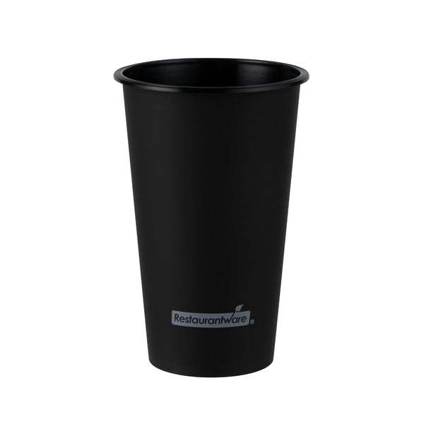 Restaurantware Bev Tek 16 Oz Round Matte Black Plastic Hot / Cold Drinking Cup - 3 1/2" X 3 1/2" X 5 1/4" - 100 Count Box