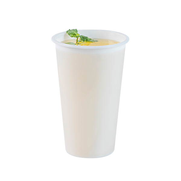 Restaurantware Bev Tek 16 Oz Round Matte White Plastic Hot / Cold Drinking Cup - 3 1/2" X 3 1/2" X 5 1/4" - 100 Count Box