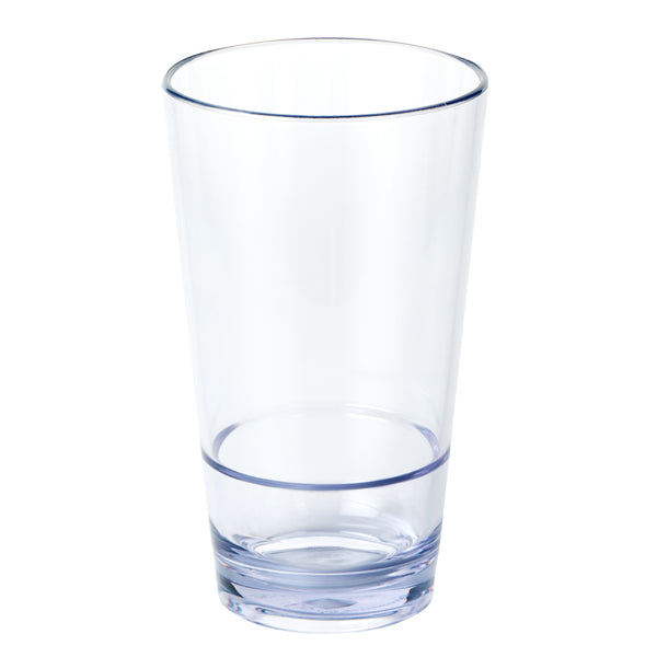 Restaurantware Bev Tek 16 Oz SAN Plastic Pint Glass - Stackable - 3 1/2" X 3 1/2" X 5 3/4" - 12 Count Box