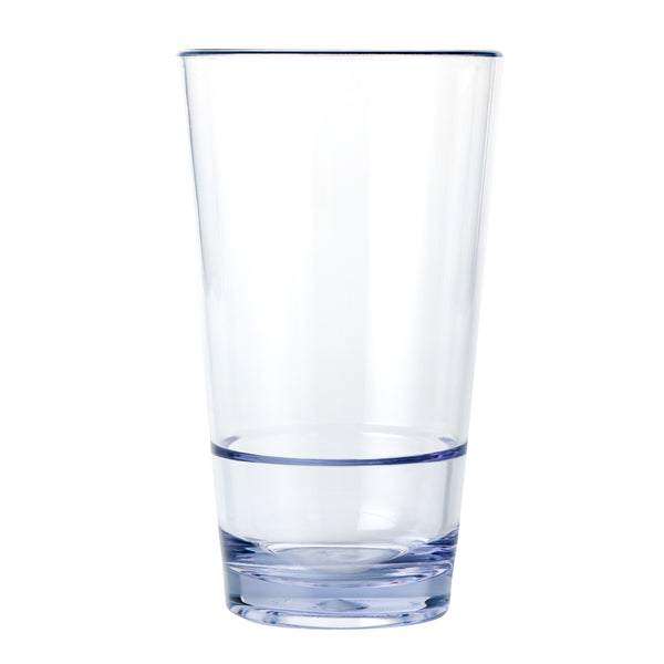 Restaurantware Bev Tek 16 Oz SAN Plastic Pint Glass - Stackable - 3 1/2" X 3 1/2" X 5 3/4" - 12 Count Box