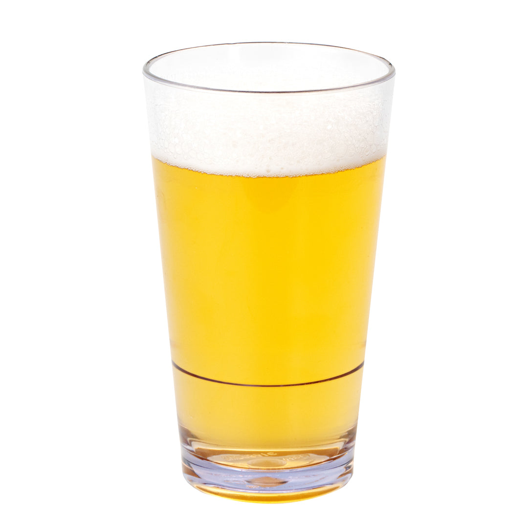 restaurantware Bev Tek 16 oz SAN Plastic Pint Glass - Stackable - 3 1/2" x 3 1/2" x 5 3/4" - 12 count box