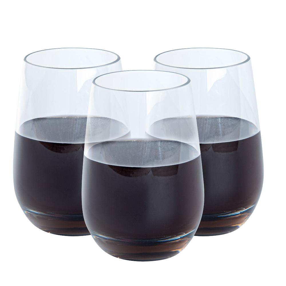 restaurantware Bev Tek 17 oz Polycarbonate Stemless Wine Glass - 3 1/2" x 3 1/2" x 5" - 48 count box