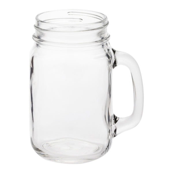 Restaurantware Bev Tek 18 Oz Square Glass Mason Jar Mug - With Handle - 3 1/4" X 3 1/4" X 5 1/4" - 10 Count Box