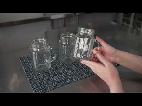 Restaurantware Bev Tek 18 Oz Square Glass Mason Jar Mug - With Handle - 3 1/4" X 3 1/4" X 5 1/4" - 10 Count Box