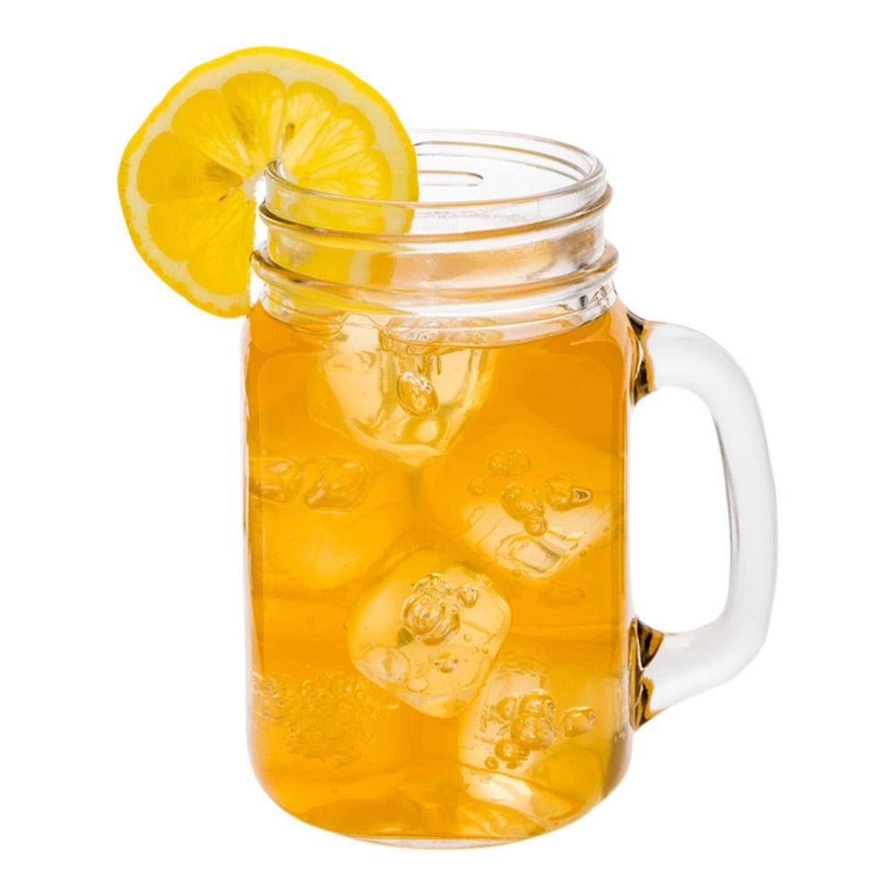 restaurantware Bev Tek 18 oz Square Glass Mason Jar Mug - With Handle - 3 1/4" x 3 1/4" x 5 1/4" - 10 count box