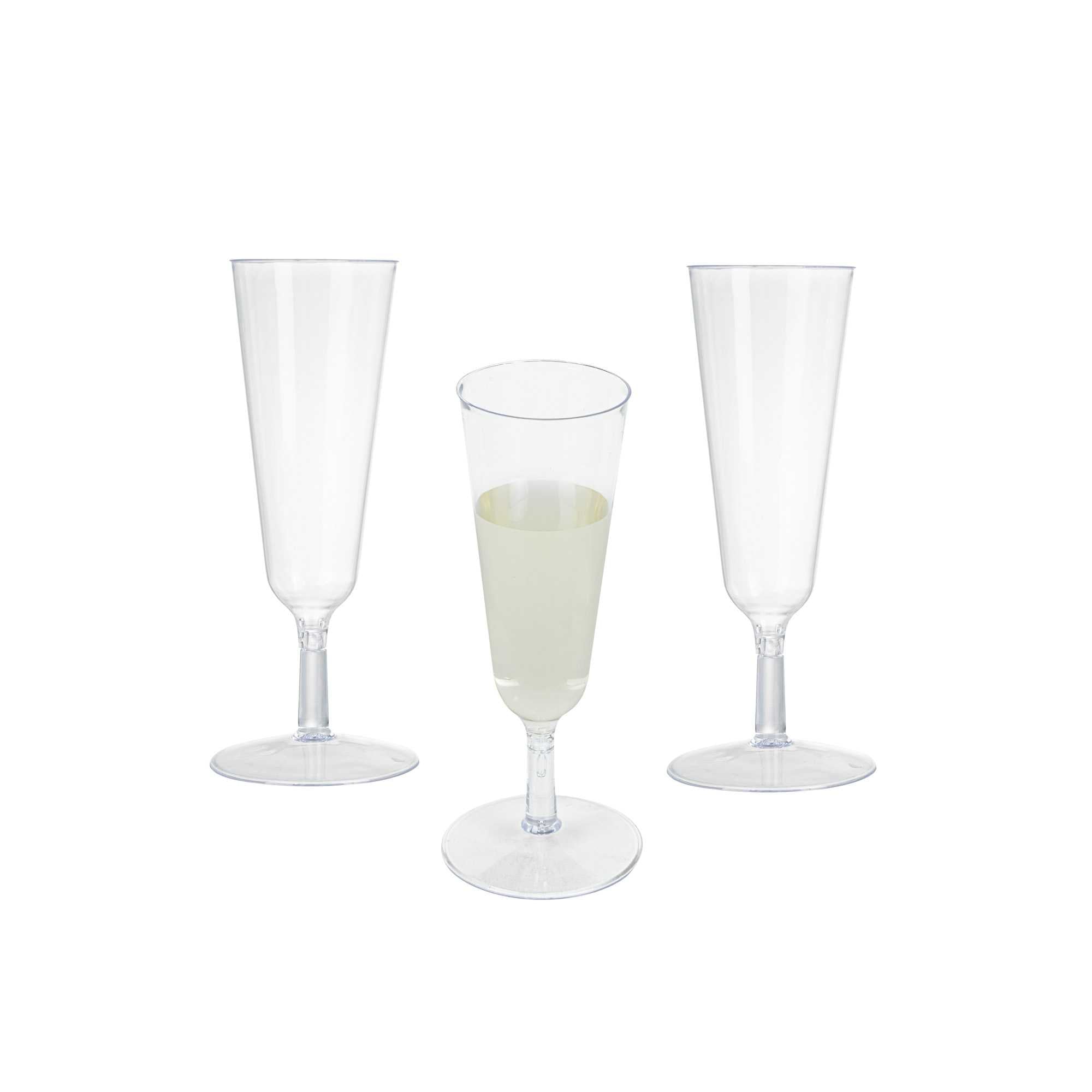 restaurantware Bev Tek 2 oz Round Clear Plastic Mini Champagne Glass - 2" x 2" x 5" - 100 count box