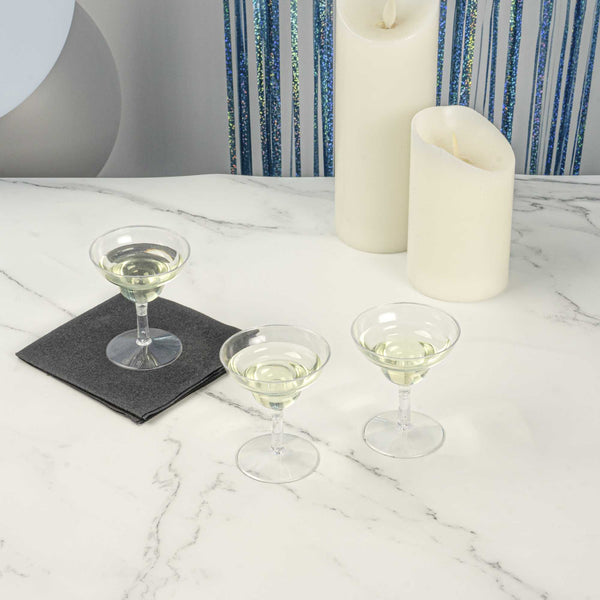 Restaurantware Bev Tek 2 Oz Round Clear Plastic Mini Margarita Glass - 2 3/4" X 2 3/4" X 3 1/4" - 100 Count Box