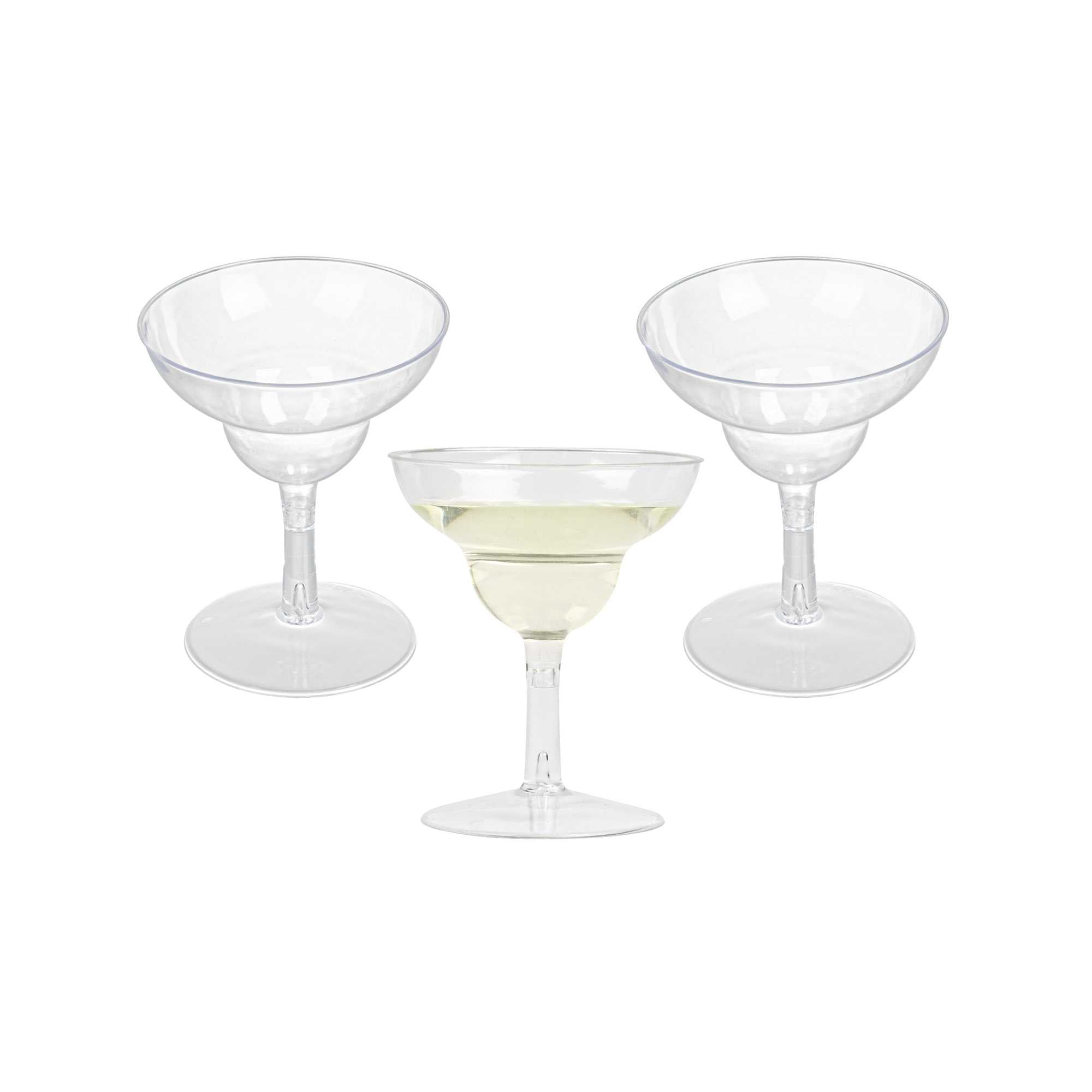restaurantware Bev Tek 2 oz Round Clear Plastic Mini Margarita Glass - 2 3/4" x 2 3/4" x 3 1/4" - 100 count box