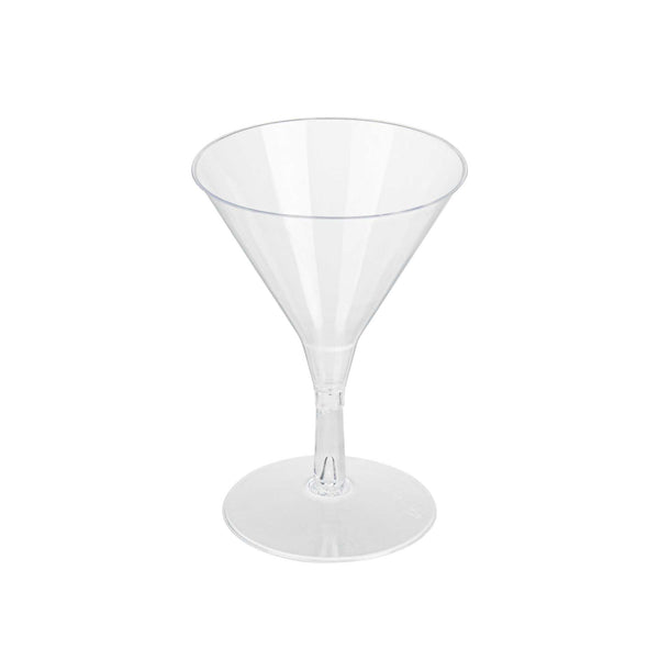 Restaurantware Bev Tek 2 Oz Round Clear Plastic Mini Martini Glass - 2 1/2" X 2 1/2" X 3 3/4" - 100 Count Box