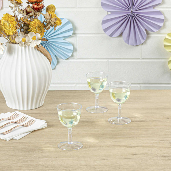 Restaurantware Bev Tek 2 Oz Round Clear Plastic Mini Wine Goblet - 2" X 2" X 2 1/2" - 100 Count Box