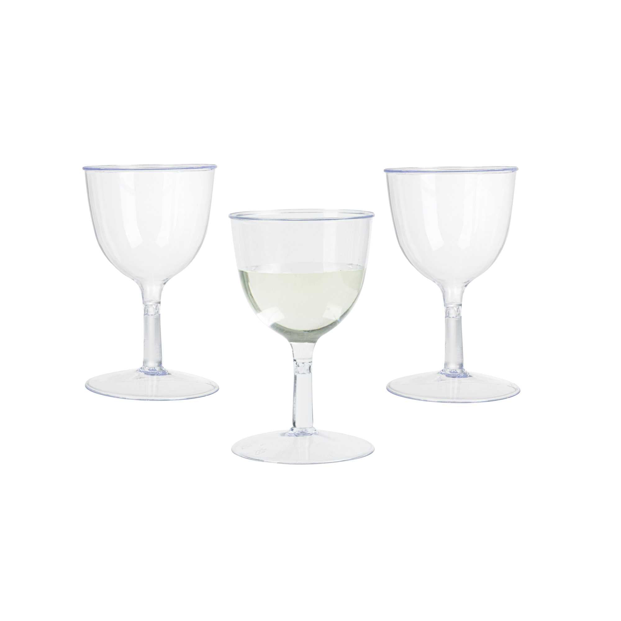 restaurantware Bev Tek 2 oz Round Clear Plastic Mini Wine Goblet - 2" x 2" x 2 1/2" - 100 count box