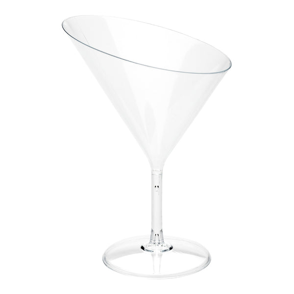 Restaurantware Bev Tek 2 Oz Round Clear Plastic Small Angolare Martini Glass - 3 1/2" X 2 3/4" X 4 1/2" - 100 Count Box