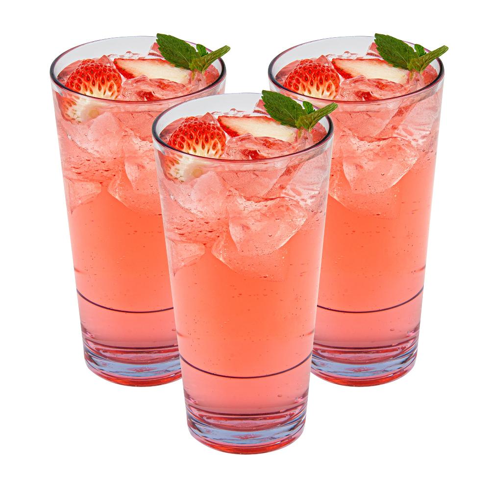 restaurantware Bev Tek 20 oz Clear SAN Plastic Cooler Glass - 3 1/2" x 3 1/2" x 6 1/2" - 50 count box