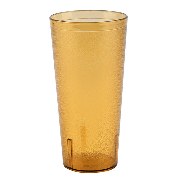 Restaurantware Bev Tek 24 Oz Amber SAN Plastic Tumbler - Pebbled - 3 1/2" X 3 1/2" X 7" - 50 Count Box