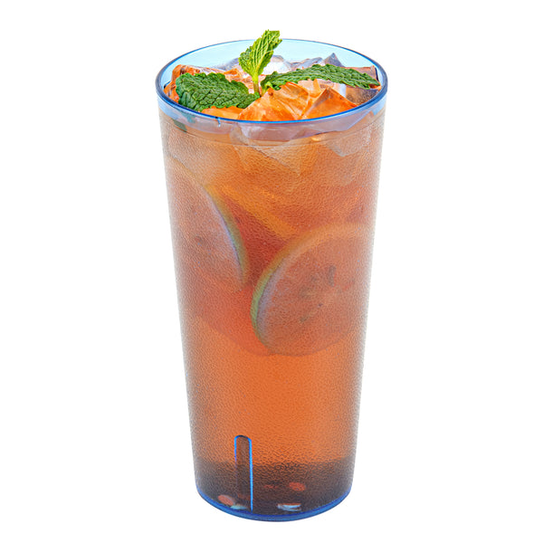 Restaurantware Bev Tek 24 Oz Blue SAN Plastic Tumbler - Pebbled - 3 1/2" X 3 1/2" X 7" - 50 Count Box