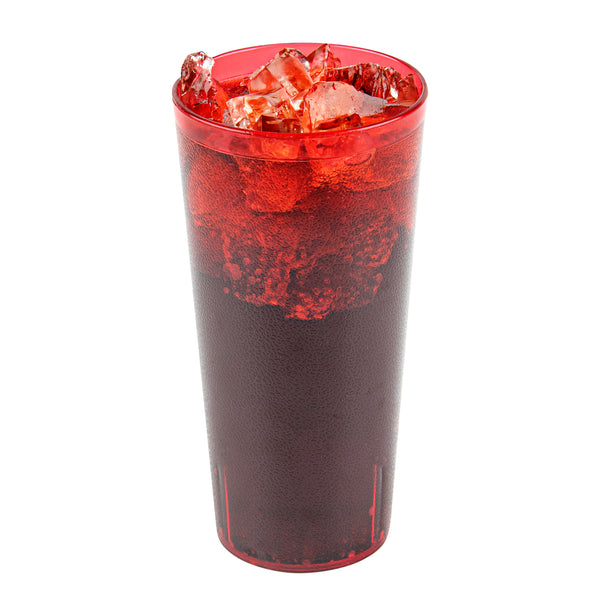 Restaurantware Bev Tek 24 Oz Red SAN Plastic Tumbler - Pebbled - 3 1/2" X 3 1/2" X 7" - 50 Count Box