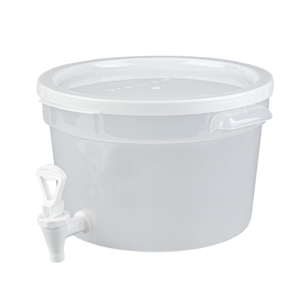 Restaurantware Bev Tek 3 Gal Round Clear Plastic Beverage Dispenser - 12 1/2" X 12 1/2" X 8 3/4" - 4 Count Box