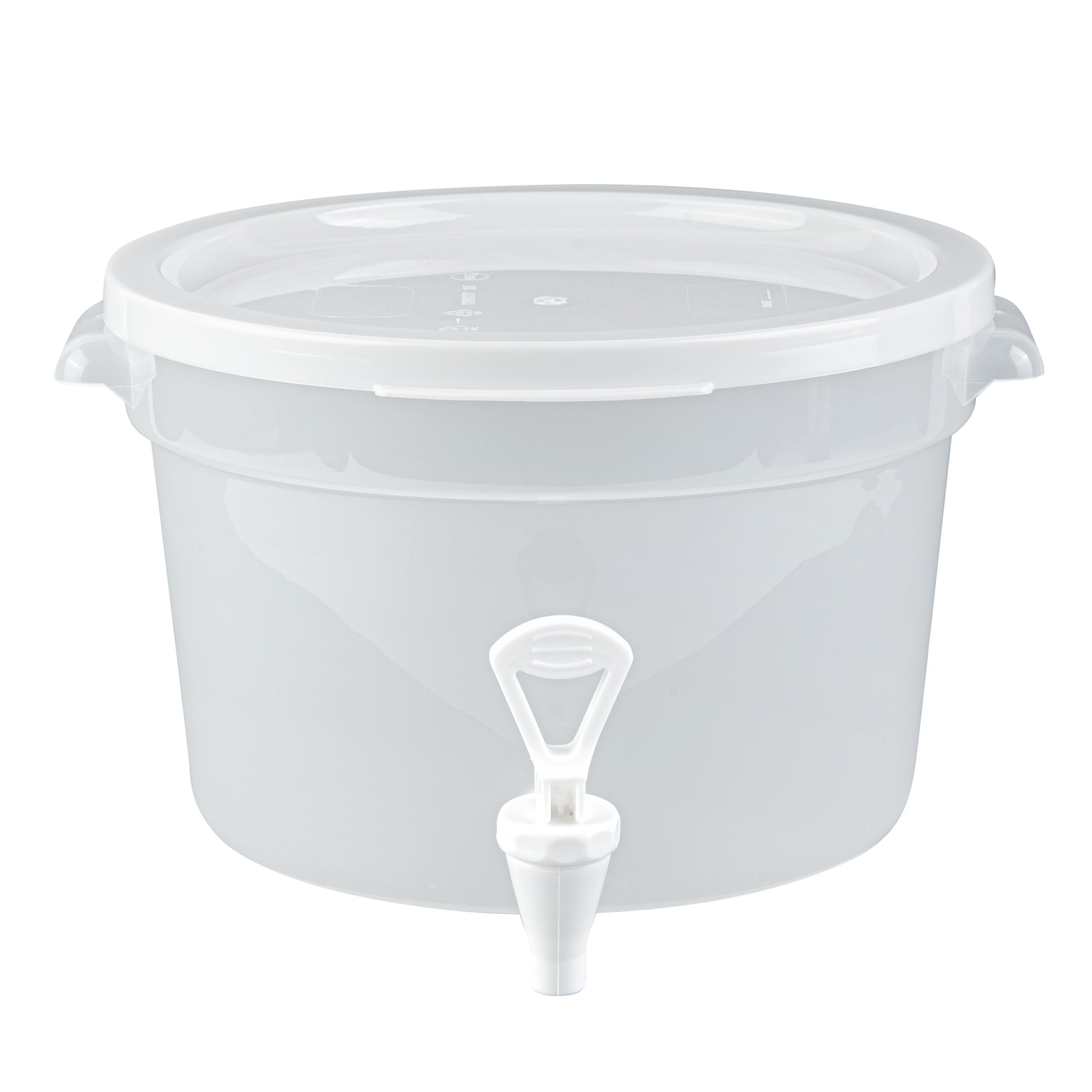 restaurantware Bev Tek 3 gal Round Clear Plastic Beverage Dispenser - 12 1/2" x 12 1/2" x 8 3/4" - 4 count box