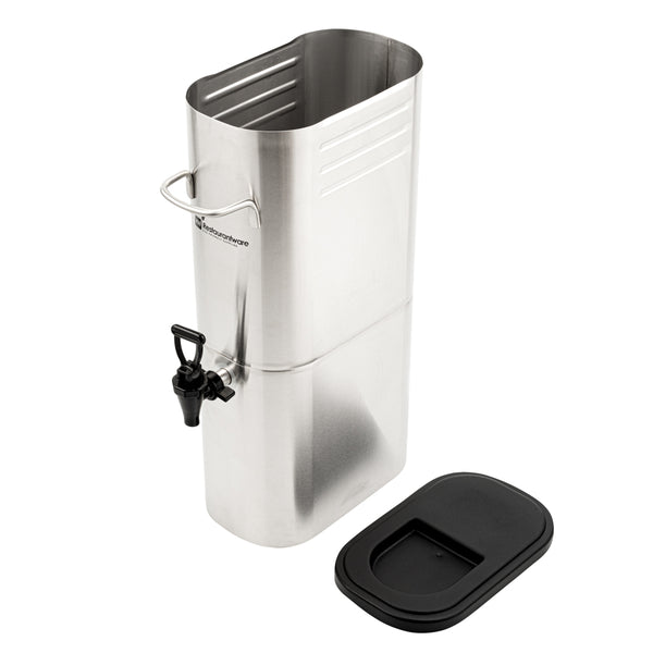 Restaurantware Bev Tek 3 Gal Silver 13/0 Stainless Steel Iced Tea Dispenser - 11" X 6 1/2" X 20 3/4" - 1 Count Box