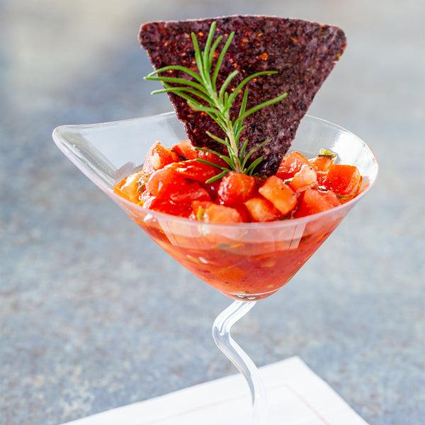 Restaurantware Bev Tek 3 Oz Clear Plastic Dekko Martini Glass - 3 3/4" X 3" X 4 3/4" - 100 Count Box