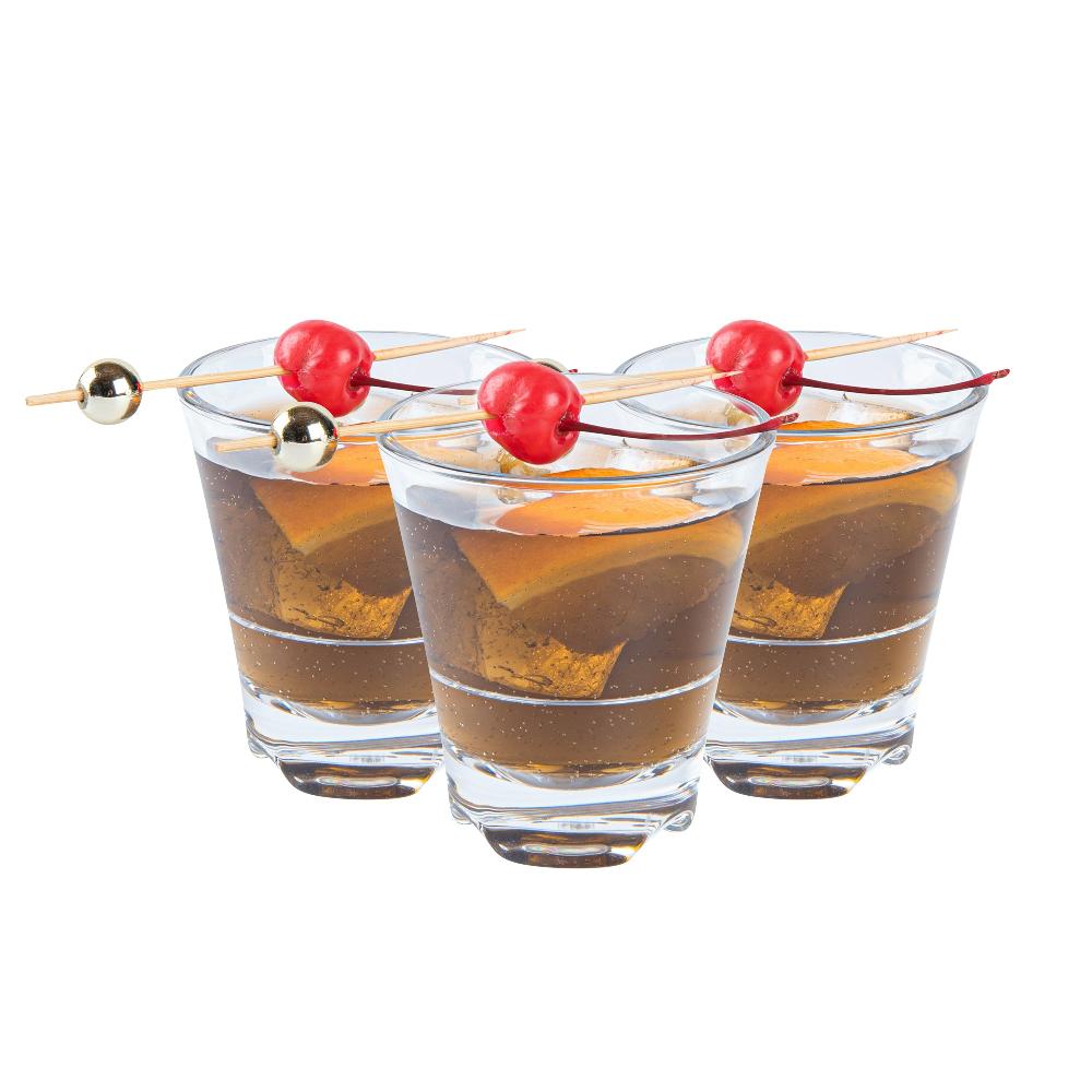 restaurantware Bev Tek 3 oz Polycarbonate Whiskey Glass - Stackable - 2 1/2" x 2 1/2" x 2 3/4" - 48 count box