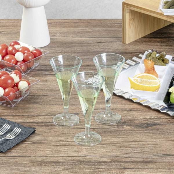 Restaurantware Bev Tek 3 Oz Round Seagreen Plastic Aperitif Glass - 2 1/2" X 2 1/2" X 5" - 100 Count Box