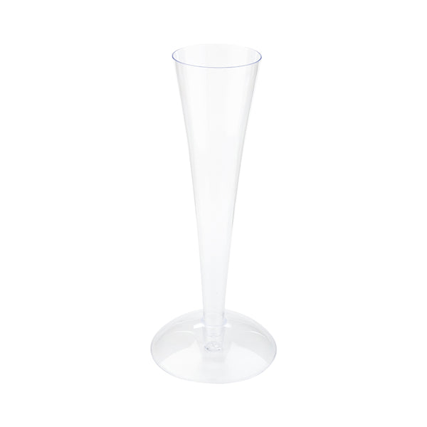 Restaurantware Bev Tek 4 Oz Clear Plastic Medium Champagne Flute - Stand Sold Separately - 5 1/2" X 2" X 2" - 100 Count Box